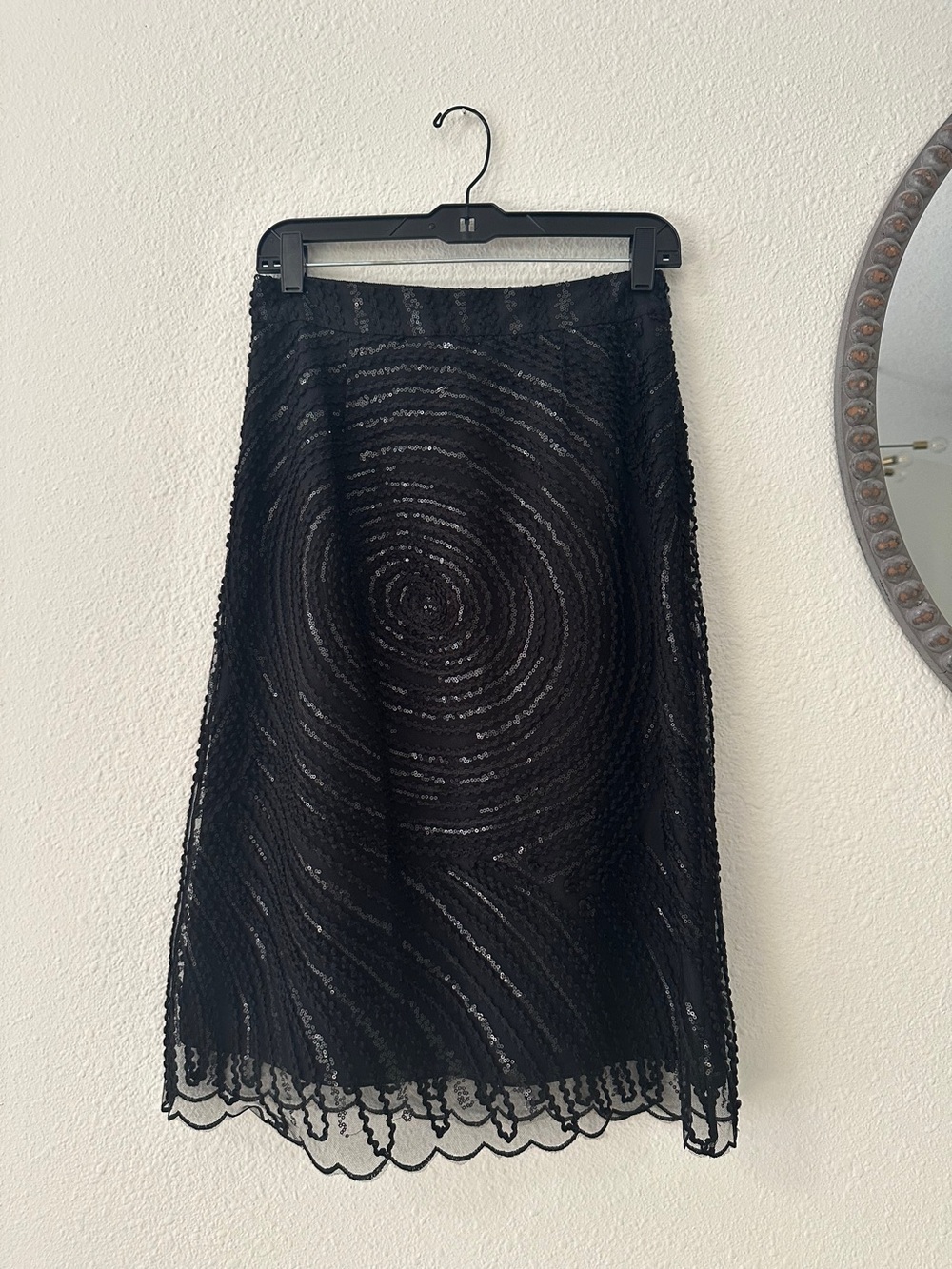 Black Sequin Midi Skirt - Elegant Women's Skirt